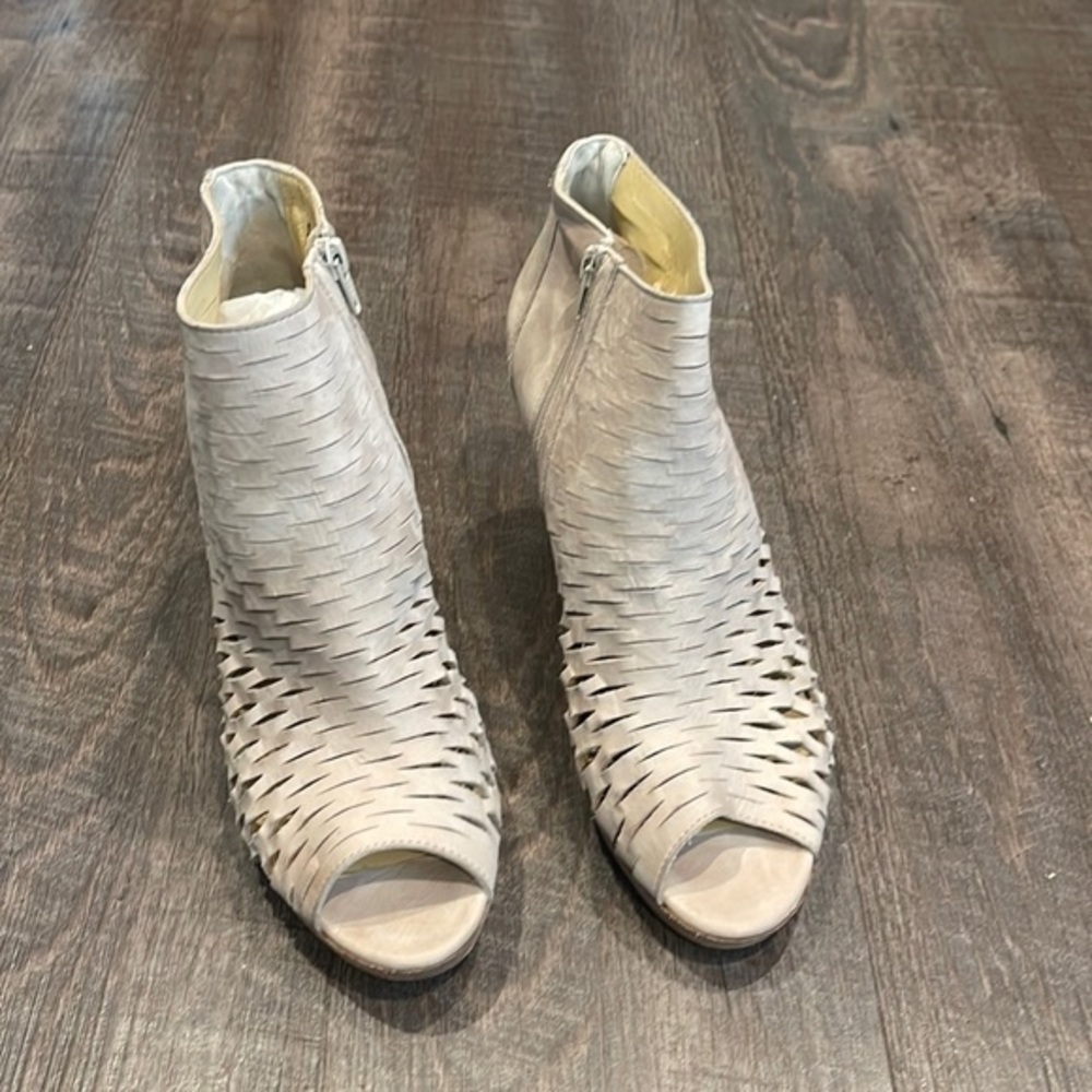 Paul Green leather woven peep toe platform heel